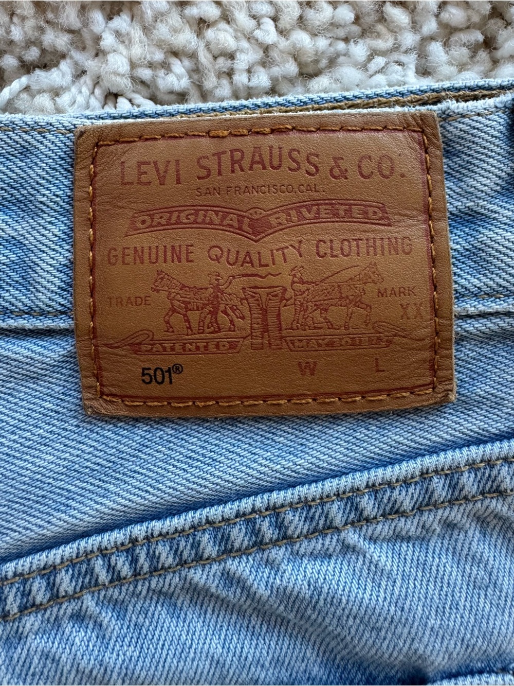 Levi’s Light Blue Distressed Denim High-Rise Women's Shorts - Picture 3 of 7